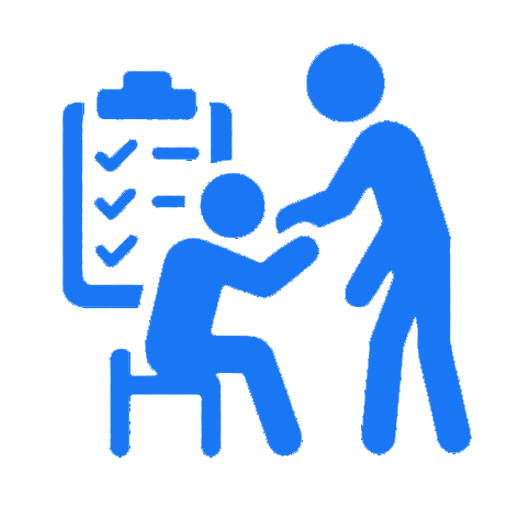 Blue icon of a pregnant person holding their belly with the letter M in the background representing maternity care; the tone is caring and supportive